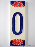 Numero civico ceramica con fiore nfp10